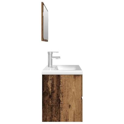 3-delige Badkamermeubelset bewerkt hout oud houtkleurig