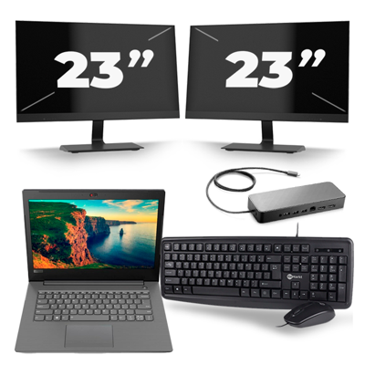 Lenovo V330-14IKB - Intel Core i5-8e Generatie - 14 inch - 16GB RAM - 256GB SSD - Windows 11 + 2x 23 inch Monitor