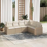 6-delige Loungeset met kussens poly rattan beige - thumbnail