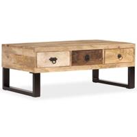 Salontafel met 3 lades 90x50x35 cm massief mangohout - thumbnail