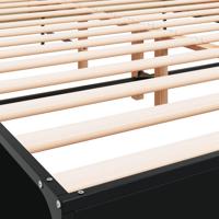 Bedframe bewerkt hout metaal zwart 120x190 cm - thumbnail