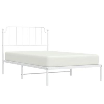 Bedframe met hoofdbord metaal wit 107x203 cm