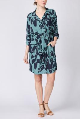 ESPRIT Women Collection jurk met all over print en ceintuur blauw/zwart