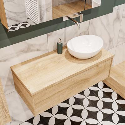 Mondiaz Lush Barco badmeubel Washed oak 100 cm 1 lade mdf 1 waskom rechts zonder kraangat