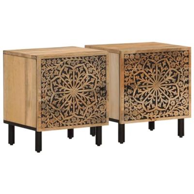 Nachtkastjes 2 st 40x33x46 cm massief mangohout