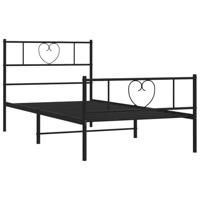 Bedframe met hoofd- en voeteneinde metaal zwart 100x200 cm - thumbnail