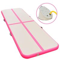 VidaXL Gymnastiekmat met pomp opblaasbaar 800x100x10 cm pvc roze - thumbnail
