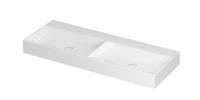 Wastafel United Porselein dubbel met 2 kraangaten incl. porseleinen click plug en verborgen overloop systeem 120 cm x 45 cm x 11 cm Glans wit 0206131 - thumbnail