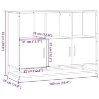 Dressoir 100x35x76 cm bewerkt hout gerookt eikenkleurig - thumbnail