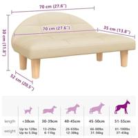 VidaXL Hondenmand 70x52x30 cm stof crèmekleurig - thumbnail