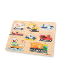 New Classic Toys Peg Puzzle Transport vormenpuzzel 8 stukjes - thumbnail