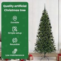 VidaXL Kunstkerstboom met 300 led met standaard groen 210 cm pe en pvc - thumbnail