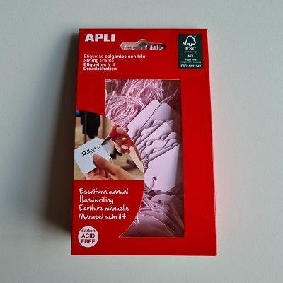 Hangetiket met koord 22x35 mm ROZE 100st Hangetiket met koord 22x35 mm ROZE 100st