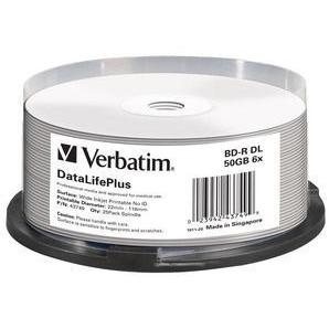 Verbatim BD-R - Blu-Ray Disc 50 GB, bedrukbaar oppervlak, 6x brandsnelheid, DataLifePlus, 25 Pack Spindle