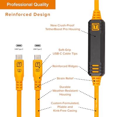 Tether Tools TetherPro Optima 10G USB-C, 31&apos; (9.4m), straight orange