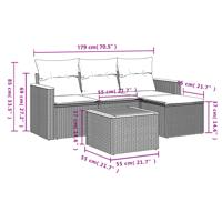 5-delige Loungeset met kussens poly rattan zwart - thumbnail