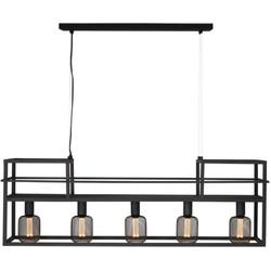 Freelight Hanglamp Culinara 5 lichts met rek L 120 cm zwart