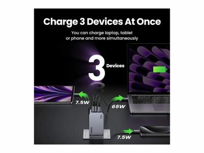 UGREEN Nexode Pro Laadadapter 100 W USB-C bus, USB-C bus, USB-A-bus Zwart, Grijs Binnen