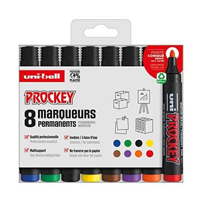 Uni-ball permanent marker Prockey PM-122, ronde punt, medium, etui van 8 stuks