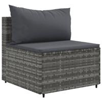 5-delige Loungeset met kussens poly rattan grijs - thumbnail