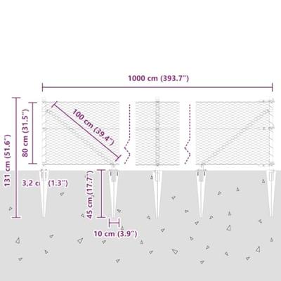 VidaXL Afrasteringspaal grijs 10 x 0,8 m (25 mm gaas) staal en pvc