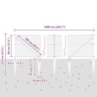 VidaXL Afrasteringspaal grijs 10 x 0,8 m (25 mm gaas) staal en pvc - thumbnail