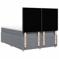 Boxspring met matras stof lichtgrijs 140x190 cm - thumbnail