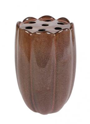 Vaas Roos L bruin aardew 13x13x20cm