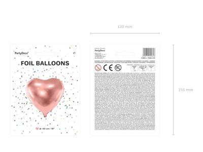 Folieballon Hart Metallic Rosegoud - 45 cm