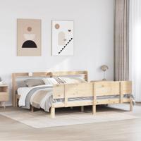 Bedframe met hoofdbord massief grenenhout 200x200 cm - thumbnail