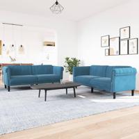 2-delige Loungeset fluweel blauw - thumbnail