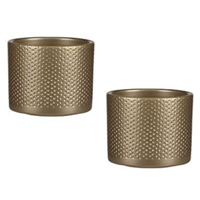 Mica Decorations bloempot Era rond 12x10cm goud reliëf