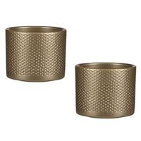 Mica Decorations bloempot Era rond 12x10cm goud reliëf - thumbnail