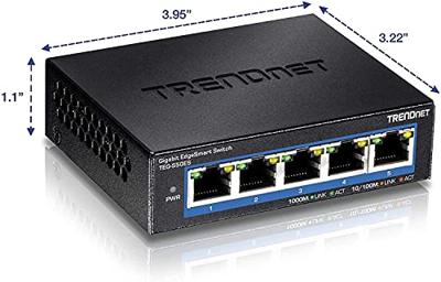 TRENDnet, TEG-S50ES, 5-poorts gigabit EdgeSmart Switch, desktop switch, wandmontage, compact,