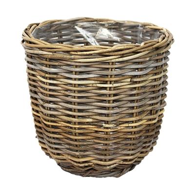 Rotan Rattan grote plantenmand grijs 36x35cm