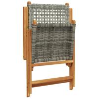Tuinstoelen 4 st verstelbaar poly rattan en massief hout grijs - thumbnail