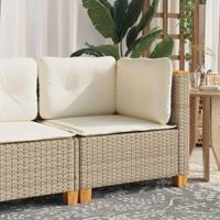 Tuinhoekbank met kussens poly rattan beige - thumbnail