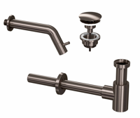 INK 3A Fonteinkraanset - wandFonteinkraan - always open - plug en designSifon - Metal black 9902424 - thumbnail