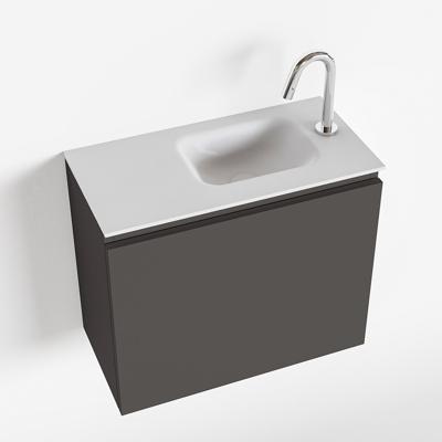 MONDIAZ OLAN 60cm toiletmeubel dark grey. LEX wastafel talc rechts 1 kraangat