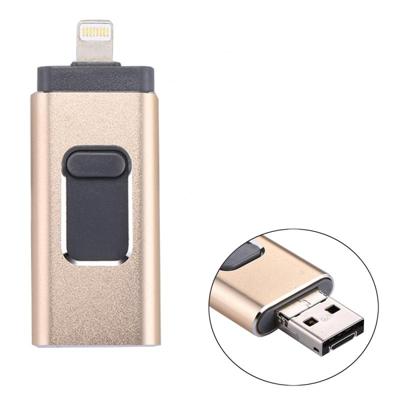 RQW-01B 3 in 1 USB 2.0 & 8 Pin & Micro USB 64GB Flash Drive voor iPhone & iPad & iPod & meeste Android Smartphones & PC Computer(Gold) RQW-01B 3 in 1 USB 2.0 & 8 Pin & Micro USB 64GB Flash Drive voor iPhone & iPad & iPod & meeste Android Smartphones & PC Computer(Gold)