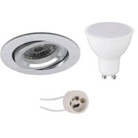 LED Spot Set - Pragmi Aerony Pro - GU10 Fitting - Inbouw Rond - Mat Zilver - 4W - Natuurlijk Wit 4200K - Kantelbaar - Ø82mm - thumbnail