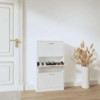 VidaXL Schoenenkast 59x17x108 cm bewerkt hout hoogglans wit - thumbnail