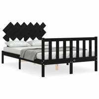 Bedframe met hoofdbord massief hout zwart - thumbnail