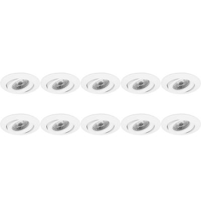 Ronde Aluminium Inbouwspot GU10 - 10 Stuks - Kantelbaar - Ø82mm - Wit