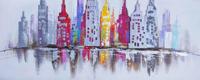 Schilderij - Handgeschilderd - Skyline 2, 150X60cm - thumbnail