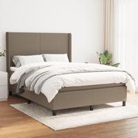 Boxspring met matras stof taupe 140x190 cm - thumbnail