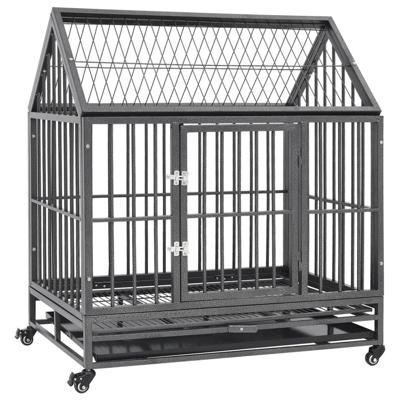 VidaXL Hondenbench met wielen en dak 92x62x106 cm staal