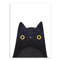 Cute cat en avatar Poster Print canvas schilderij Home art decoratie grootte: 50 × 70cm (zwart) - thumbnail
