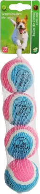 Boon hondenspeelgoed tennisbal squeak s blauw/roze net a 4 stuks Boon hondenspeelgoed tennisbal squeak s blauw/roze net a 4 stuks