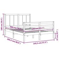 Bedframe met hoofdbord massief hout 140x200 cm - thumbnail